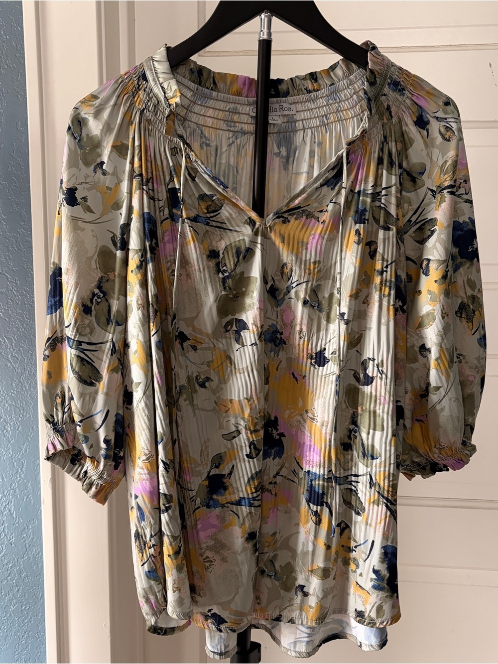 Floral Peasant Blouse in Multi-Color